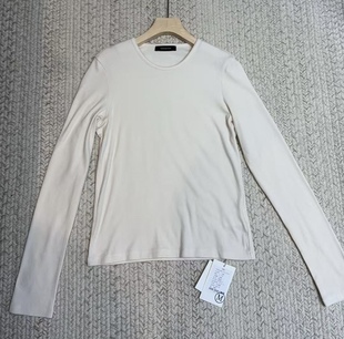 妍西家 Second 2nd25秋冬款时尚百搭米色圆领长袖打底衫T恤女