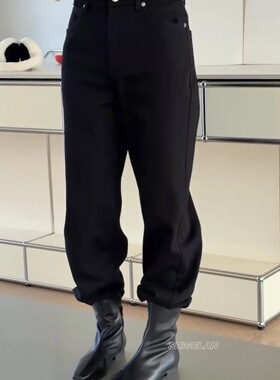 妍西家 诗歌兰女装26春58543时尚黑色牛仔裤宽松休闲直筒长裤