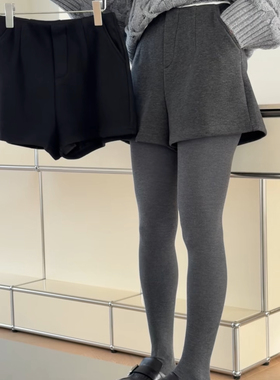 妍西家 诗歌兰女装25冬款15918百搭黑色松紧腰显瘦加厚口袋短裤女