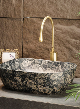 户外庭院复古艺术台上盆洗手盆家用卫生间洗脸盆单盆阳台水盆面盆