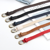 饰配牛仔裤 编织皮带女针扣 复古休闲百搭细腰带蜡绳腰绳装 连衣裙