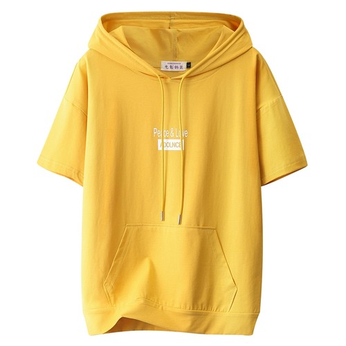 大码新款套头带帽ins风短袖t恤