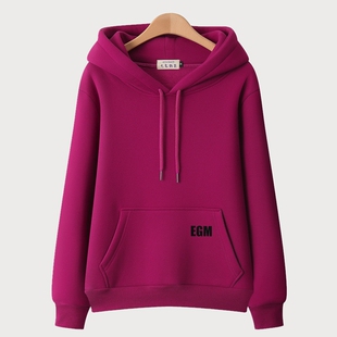 上衣 大码 2025新款 火龙果色卫衣女200斤套头外套春秋连帽宽松薄款