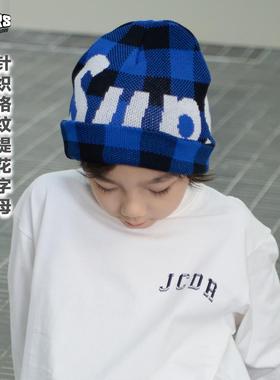 JAC梦想家童装◆冬季提花针织蓝色儿童加厚冷帽 冬日保暖帽可亲子