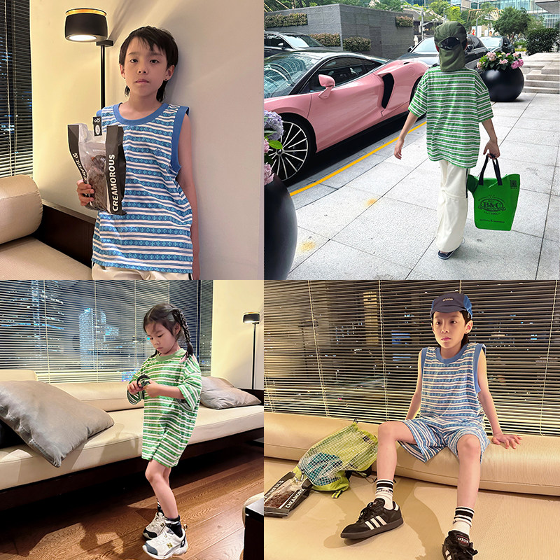 【6折捡漏no退换】夏季多巴胺夏天儿童短袖/背心/短裤男女童套装,童装/婴儿装/亲子装,套装,淘宝优惠券,粉丝福利购,淘宝优惠卷