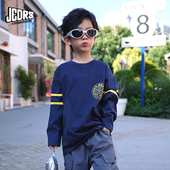 纯棉儿童长袖 JAC梦想家童装 学院风撞色条纹 t恤男女童亲子上衣