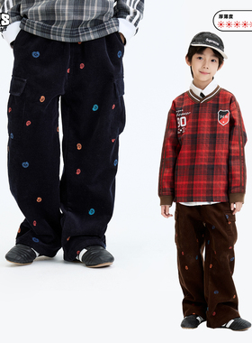 JAC梦想家童装◆费尔岛新年款~佩里斯刺绣灯芯绒男女儿童加绒长裤
