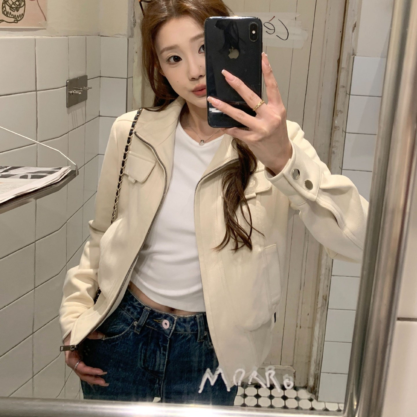 韩系高领外套女春秋2026新款爆款美式复古机车服气质短款夹克上衣