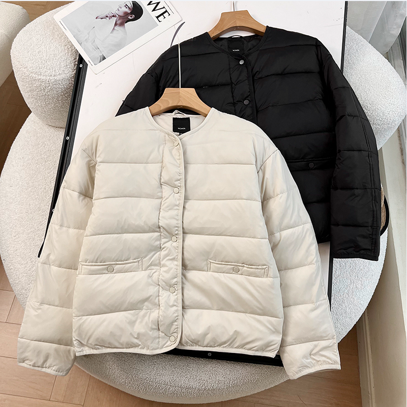 欧美单！外贸女装！2025秋冬时尚百搭长袖圆领保暖棉衣女棉服外套