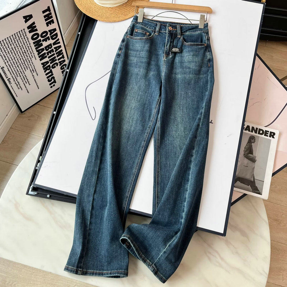 美式复古高腰显瘦牛仔裤直筒裤女时尚百搭宽松藏肉窄版阔腿裤长裤,女装/女士精品,牛仔裤,淘宝优惠券,粉丝福利购,淘宝优惠卷