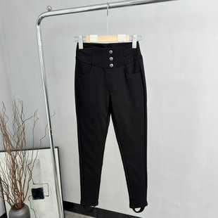 新款 2025冬季 高腰修身 显瘦休闲裤 防寒保暖羽绒裤 白鹅绒小黑裤 女