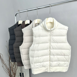 摇粒绒拼接羽绒马甲女背心外套2025秋冬季 羽绒服 轻盈蓬松保暖无袖