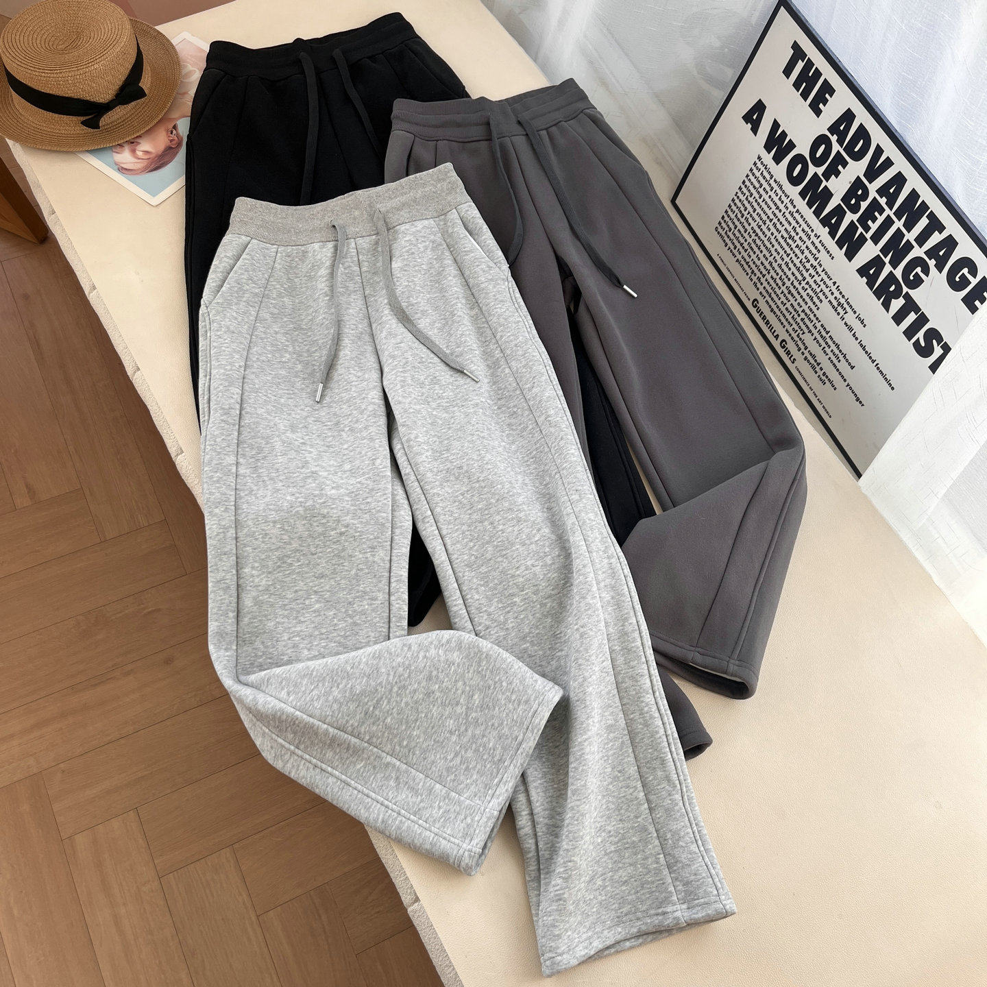 冬季神裤！加厚加绒卫裤女！2025秋冬保暖运动裤休闲直筒裤长裤子,女装/女士精品,卫裤,淘宝优惠券,粉丝福利购,淘宝优惠卷