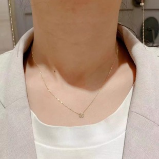 日本agete银镀18k阿卡朵四叶草高级满钻锁骨链钻石耳钉手链项链女