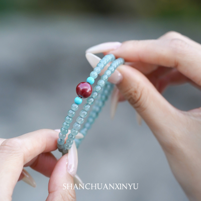 山川心语翡翠4mm双圈转运手链