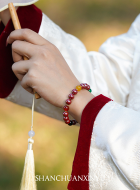 高纯度朱砂帝王砂本命年红绳手串