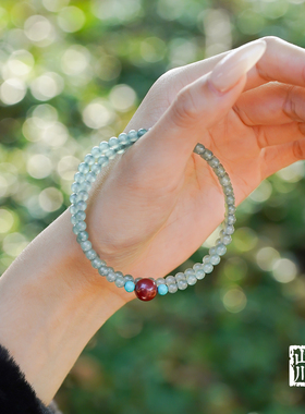 山川心语天然蓝水翡翠双圈手串
