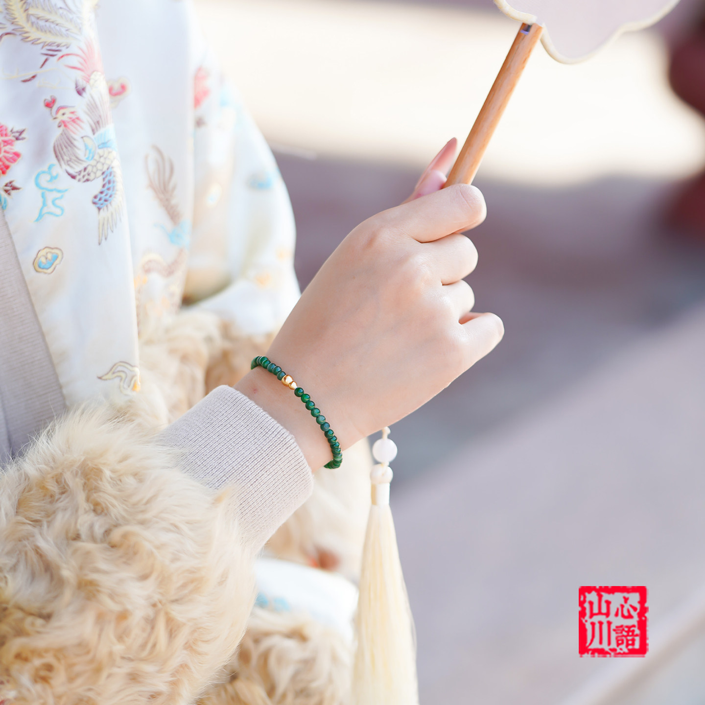 山川心语冰种阳绿翡翠葫芦手串