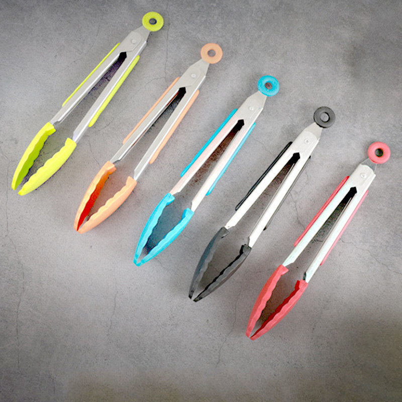 多用途夹子食品级硅胶烤肉夹防烫烧烤夹加厚不锈钢面包夹食品夹