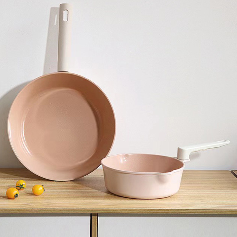 韩国进口陶瓷不粘汤锅辅食锅平底锅多功能煎炒一体炒锅煎锅炖煮炸