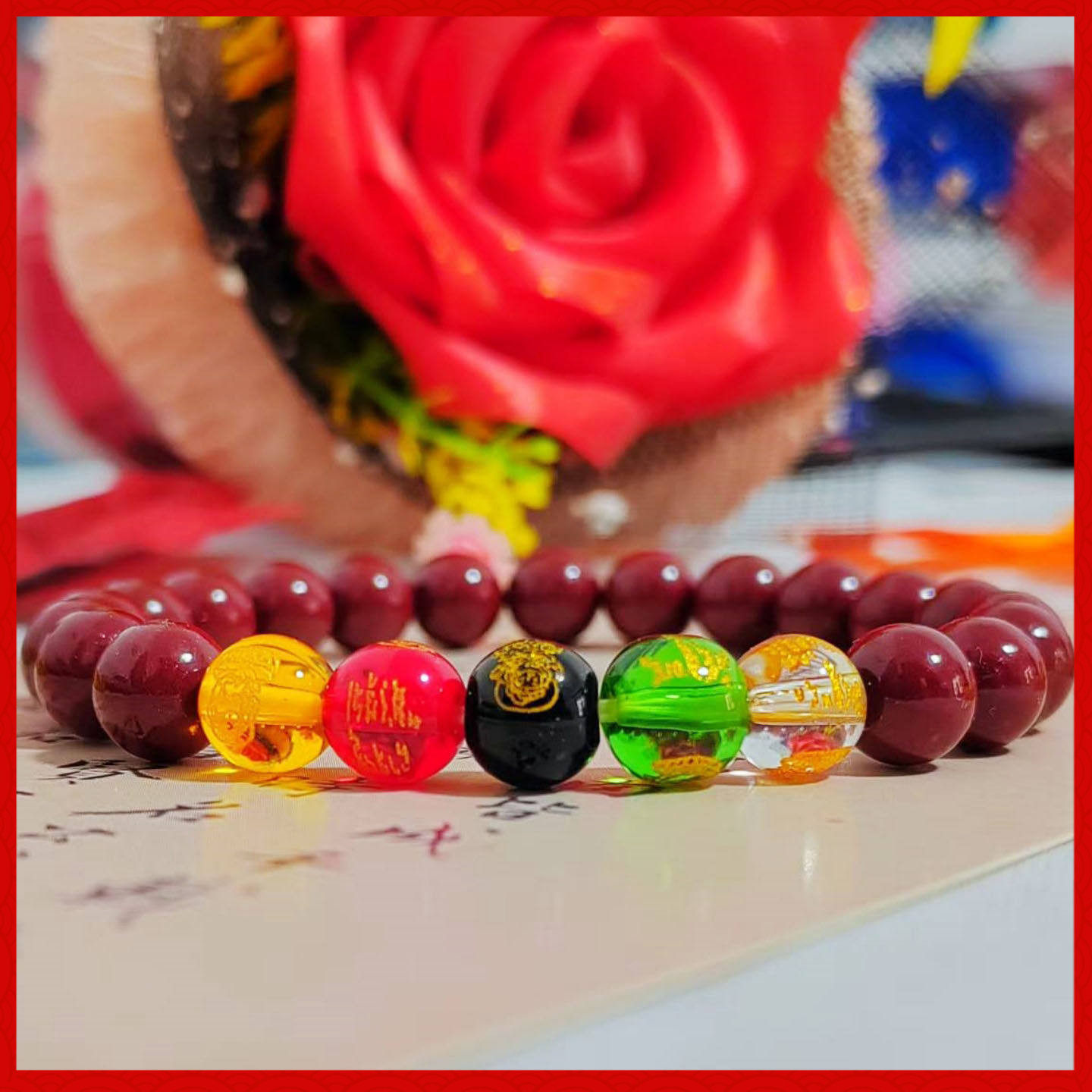 天然紫金砂天然朱砂手串女款闺蜜礼物本命年五路财神手链礼盒装