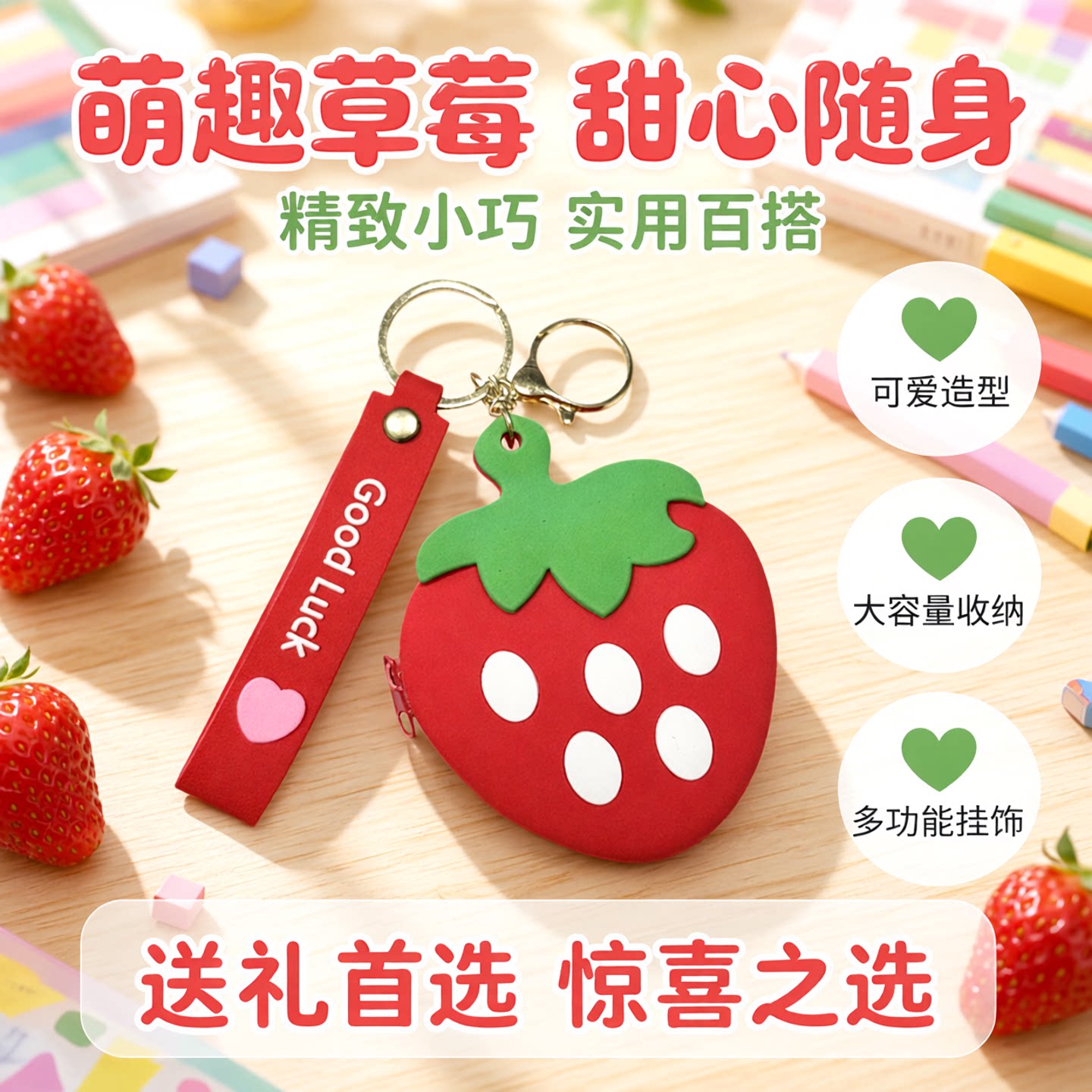 卡通可爱水果零钱包钥匙扣挂件精致钥匙卡包儿童礼物包包挂饰