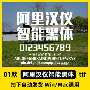 阿里汉仪智能黑体中文电脑win字体PS标题MAC办公设计黑体字体包