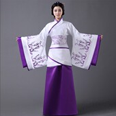 清库存处理汉服女改良儒裙中国风古装 古筝仙女学生毕业演出服绣花