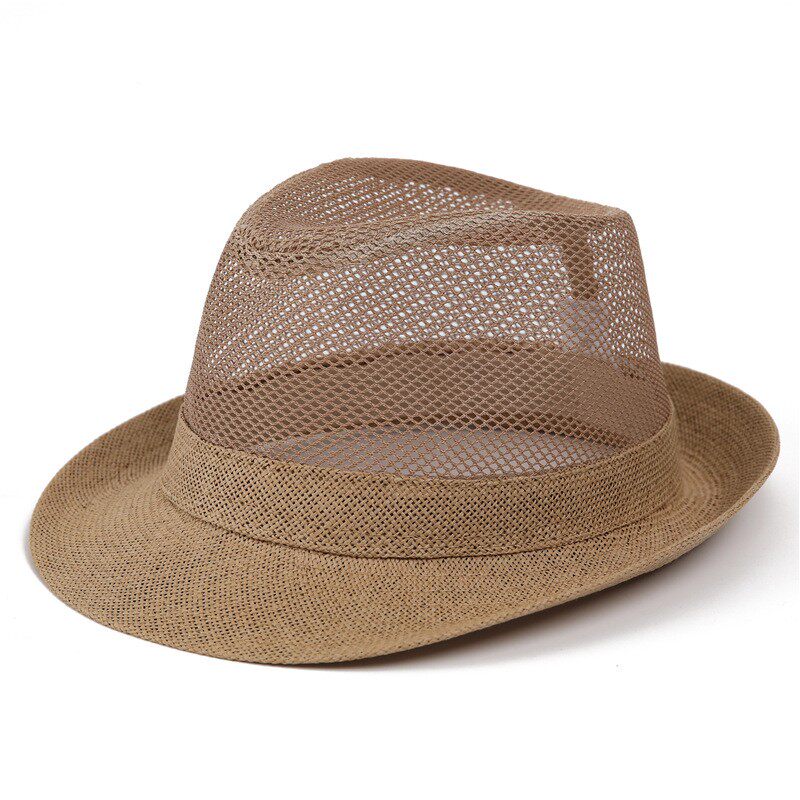 男士中老年人帽子夏天礼帽遮阳帽凉帽户外防晒夏季沙滩透气草帽