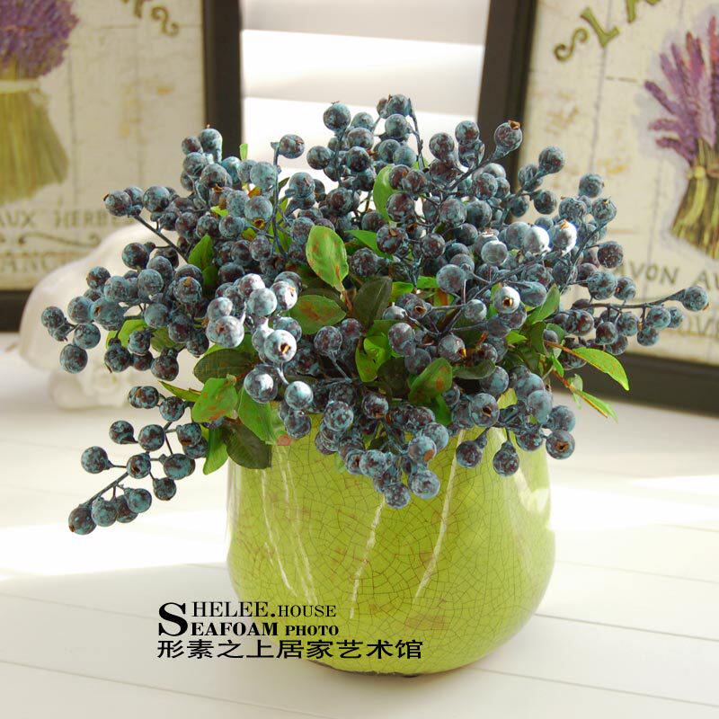 特价仿真植物颗粒蓝莓果装饰花假花家居绿植花艺餐桌客厅花卉摆件