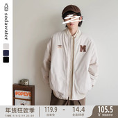 苏打汽水工作室秋冬时尚 刺绣棒球领棉服青春男女同款 加厚保暖棉衣