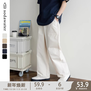 百搭直筒裤 苏打汽水工作室日系男女同款 时尚 春季 纯色宽松休闲长裤
