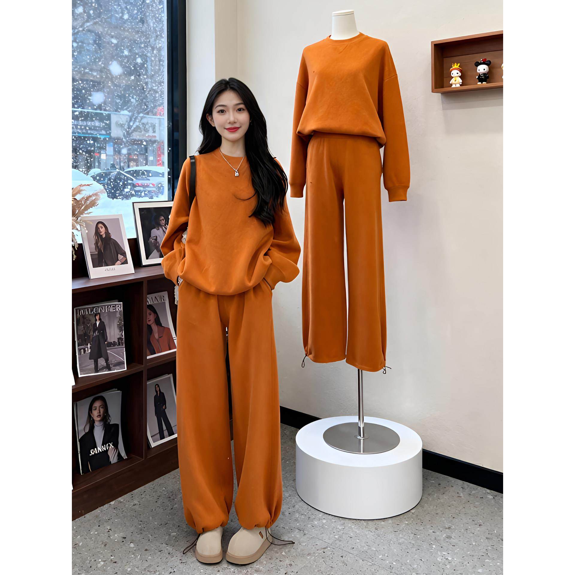 宽松慵懒加厚保暖套头卫衣阔腿裤2025年冬季高级感休闲运动套装女,女装/女士精品,休闲运动套装,淘宝优惠券,粉丝福利购,淘宝优惠卷
