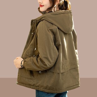 短款棉衣外套女装2024冬季新款外穿棉服加绒加厚派克服工装棉袄潮