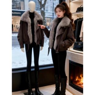 2025新款大毛领工装派克服棉服女冬季设计感夹克加厚保暖外套棉衣