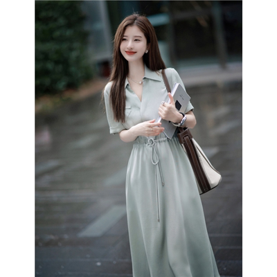 原单法式穿搭正式场合收腰短袖连衣裙夏气质名媛高端女神范高级感