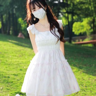 花崎鹿原创甜美少女穿搭奥法庄园气质温柔连衣裙短裙显瘦小个子