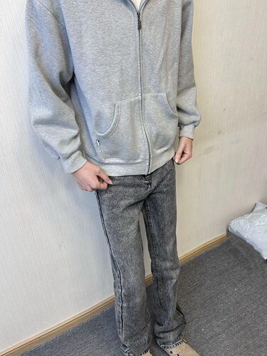 美式高街517风格大理石牛仔裤男女秋冬cleanfit百搭宽松微喇裤潮