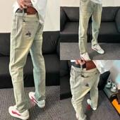 水洗黄泥做旧小直筒小脚社会长青年裤 网红新款 男韩版 牛仔裤 子 修身