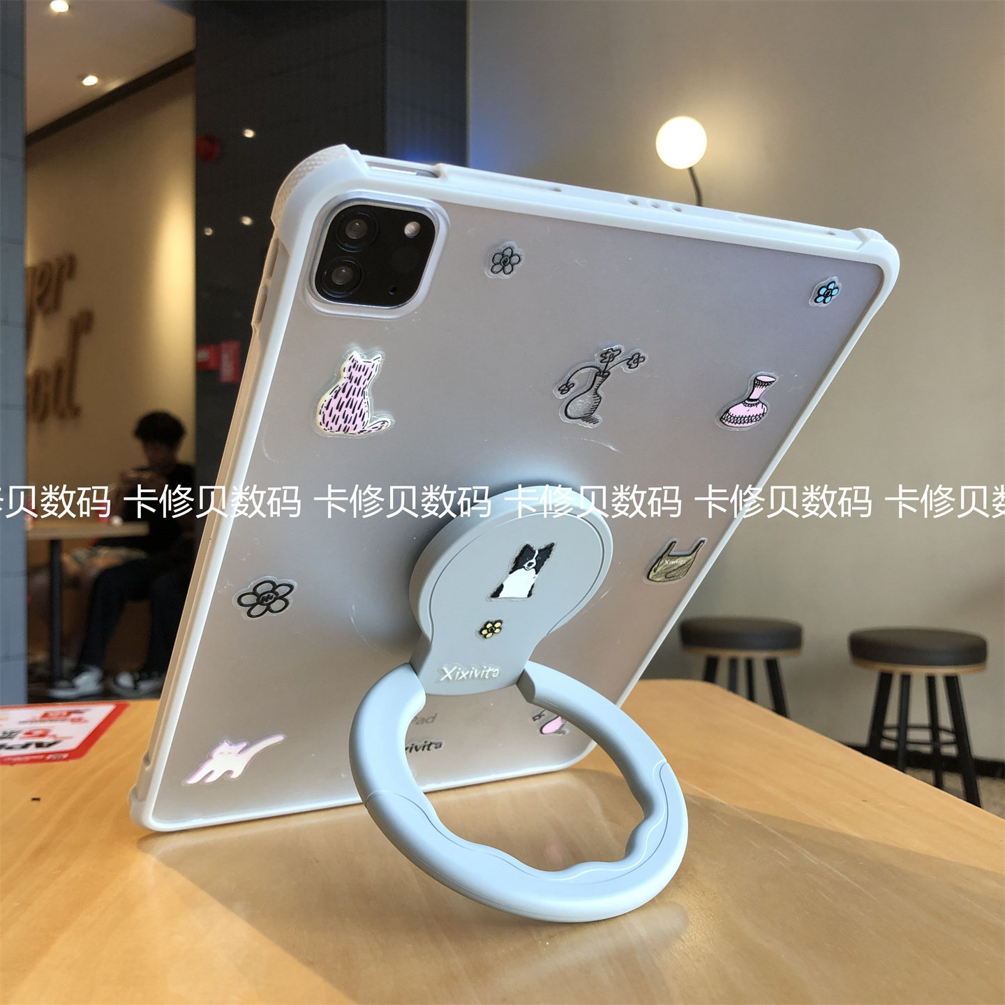 可爱猫狗360度旋转支架单壳适用ipad11代保护套Air7苹果10.2寸10.9平板十第789代防弯Pro11亚克力A16磨砂后壳