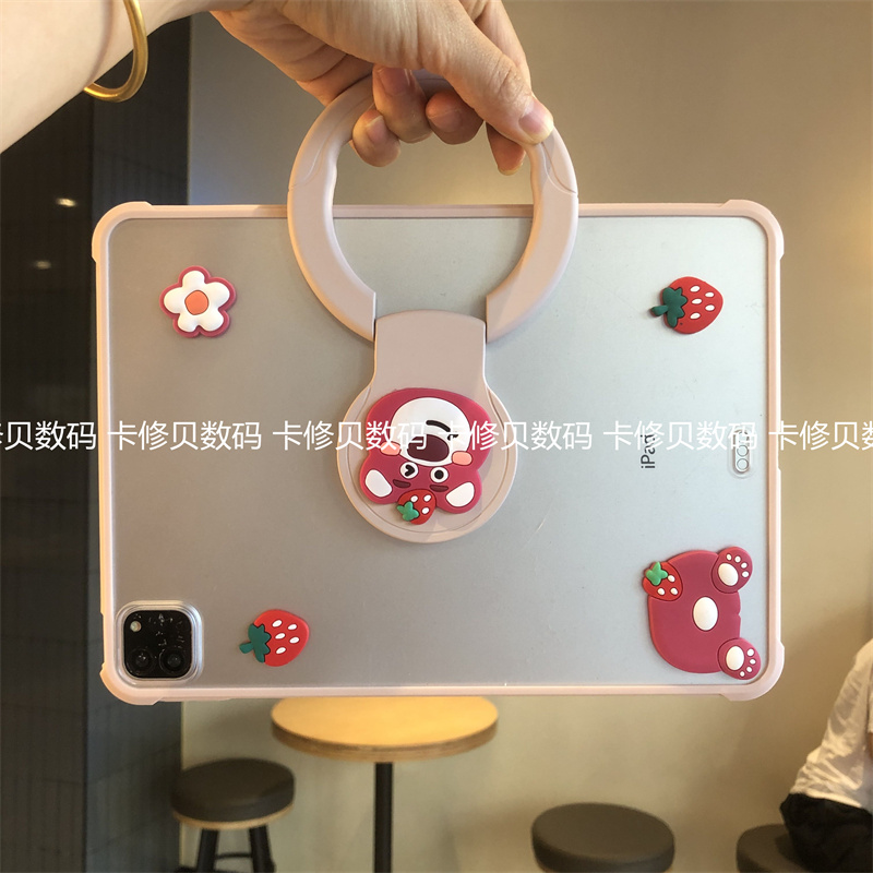 草莓熊DIY手提旋转支架适用华为MatePad11保护套Pro12.2寸SE10.4英寸防弯TGR-W10平板电脑后壳Air11.5