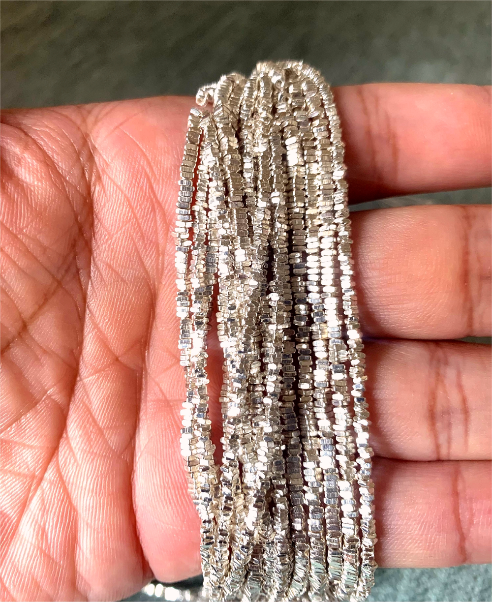 태국 수제 깨진 실버 루스 비즈 미니 불규칙한 분리 비즈 초극세 DIY 액세서리  팔찌 목걸이 소재