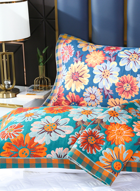 八层纯棉纱布枕巾一对装高档全棉单人家用双面两用加厚防滑枕头巾