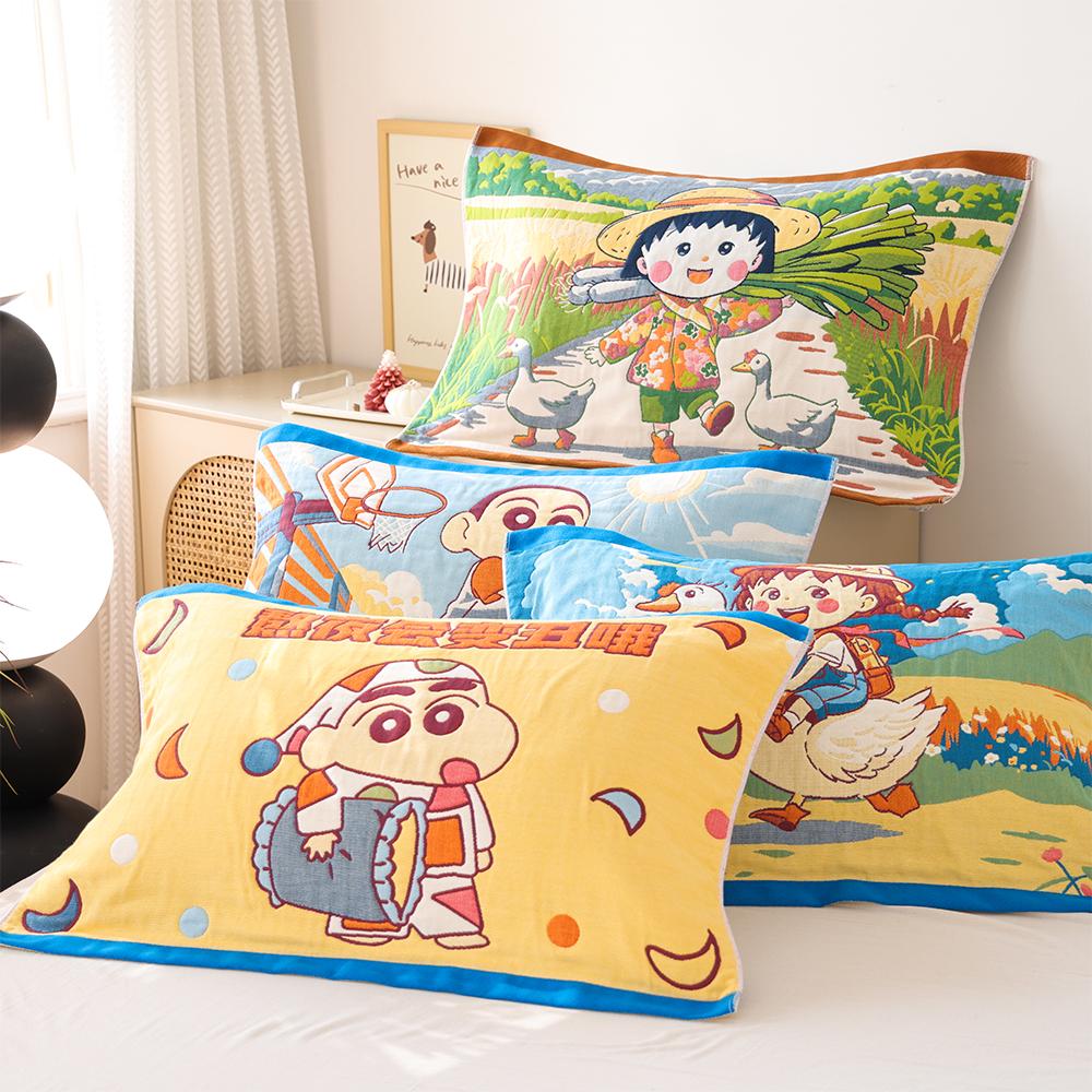 纯棉纱布枕巾加厚防滑吸汗透气