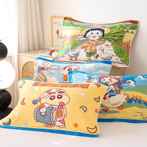 纯棉纱布枕巾加厚防滑吸汗透气