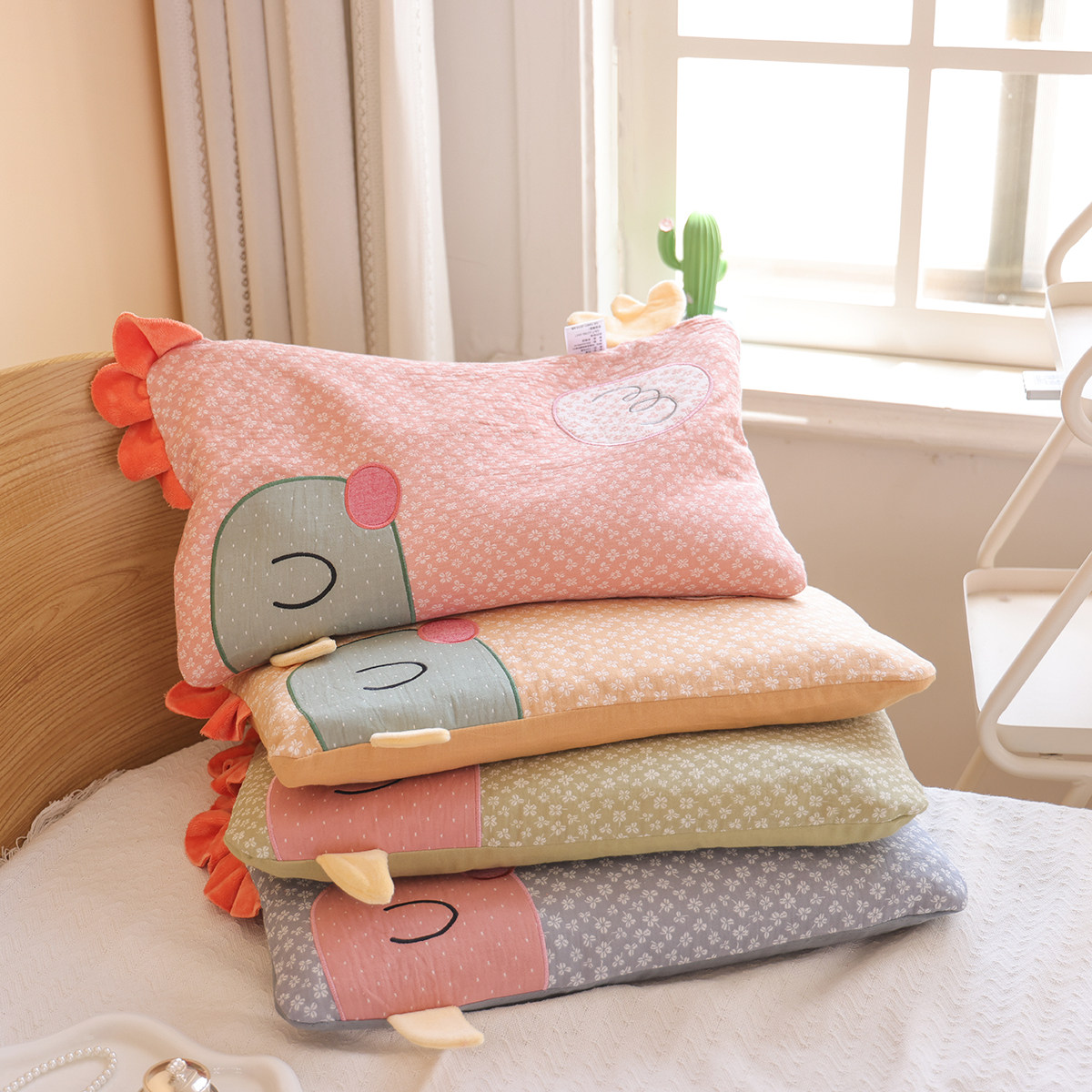双层纱学生儿童荞麦壳枕套枕芯宝宝卡通可拆洗婴儿护颈椎助眠枕头