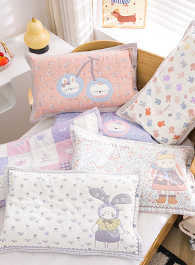 高密按扣式纯棉纱布卡通儿童枕套全包宝宝家用全棉加厚枕芯内胆套