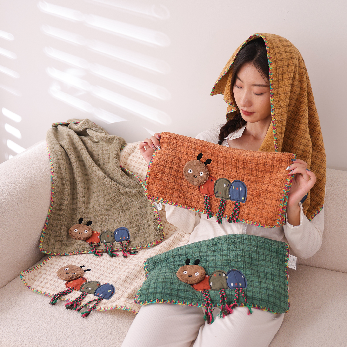 珊瑚绒毛巾吸水速干不掉毛加大加厚家用柔软面巾卡通可爱大干发巾