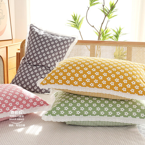 纯棉纱布加厚柔软枕套一对枕头套