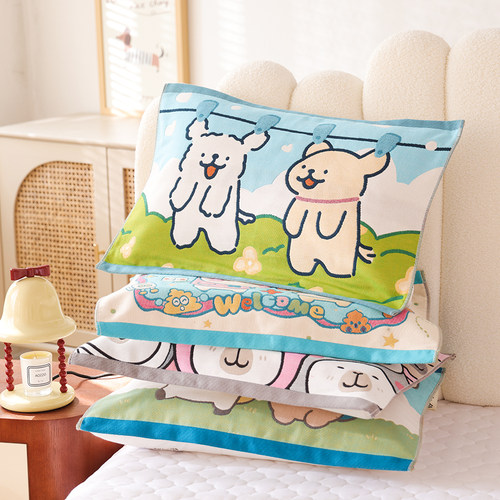 八层加厚儿童纯棉纱布枕巾透气软